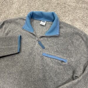 VTG Old Navy Gray and Blue quarter-zip fleece pullover Men's Small 90s Y2K
